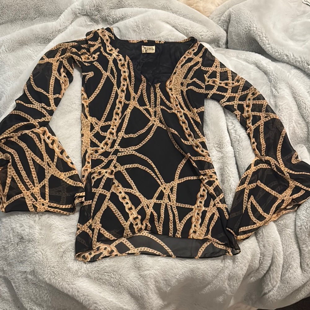 Show Me Your MuMu Gold Chain Black Mini Dress